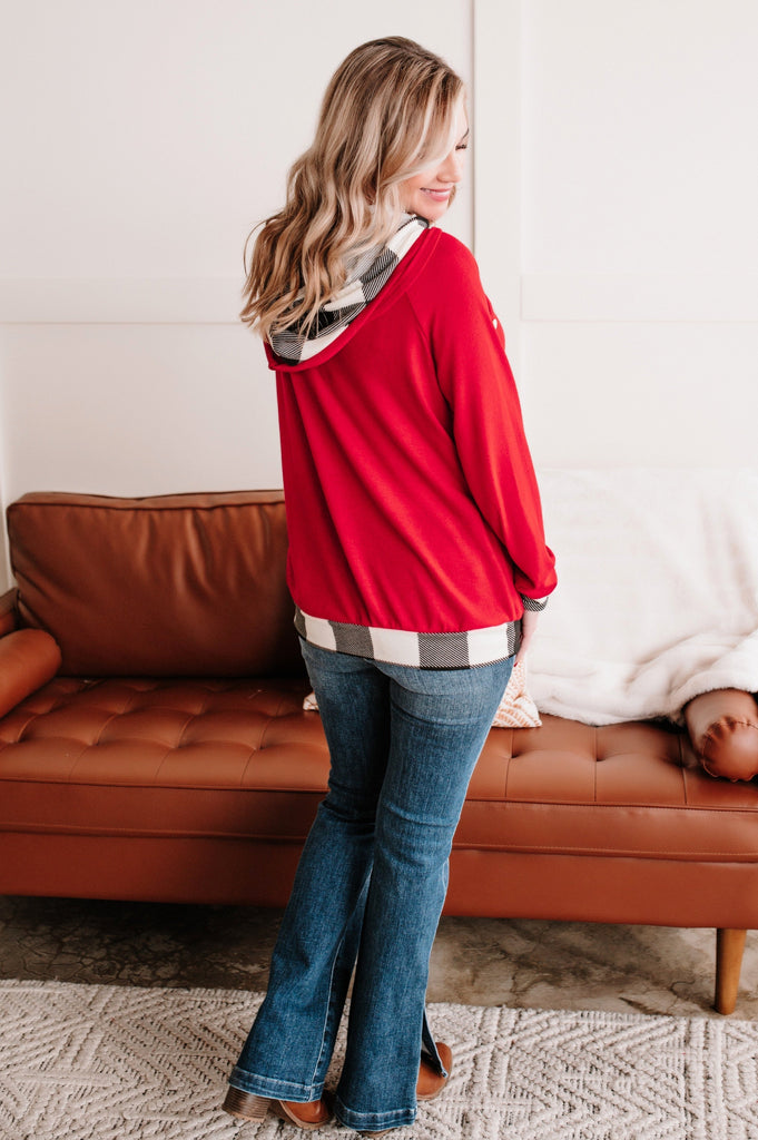 Double Feature Hoodie in Christmas Red-Villari Chic, women's online fashion boutique in Severna, Maryland