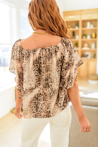 Desert Romance Animal Print Blouse-Womens-Villari Chic, women's online fashion boutique in Severna, Maryland