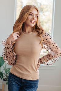 Dots on My Sleeves Blouse-Womens-Villari Chic, women's online fashion boutique in Severna, Maryland