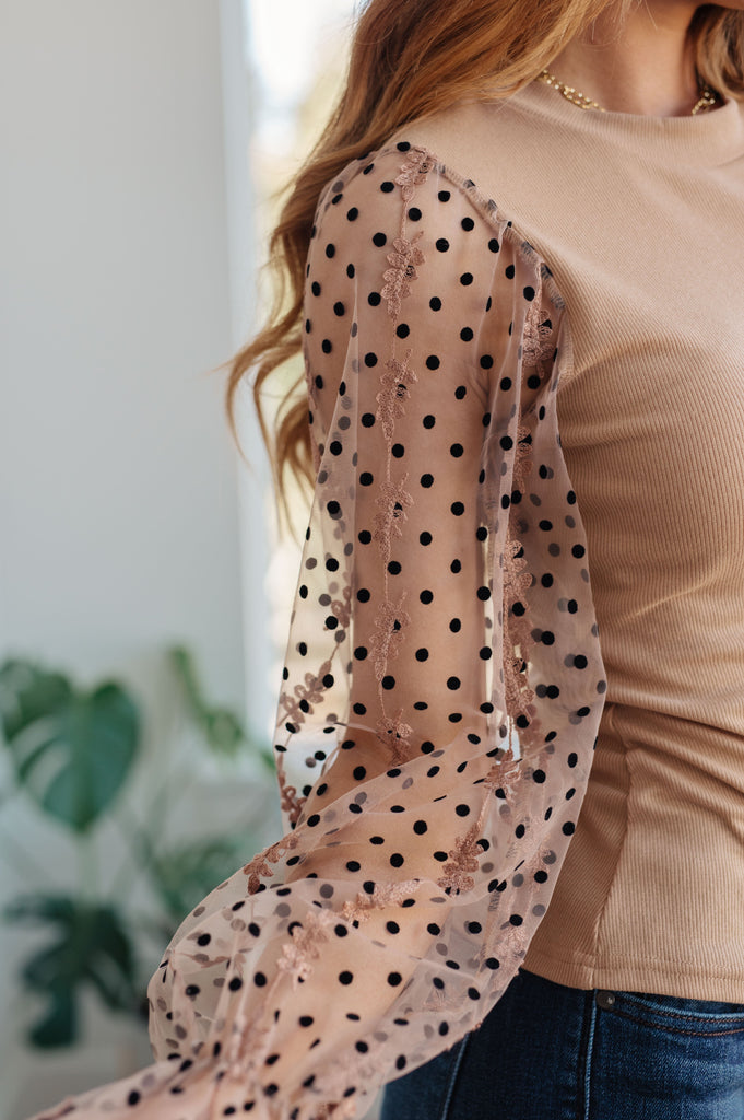 Dots on My Sleeves Blouse-Womens-Villari Chic, women's online fashion boutique in Severna, Maryland