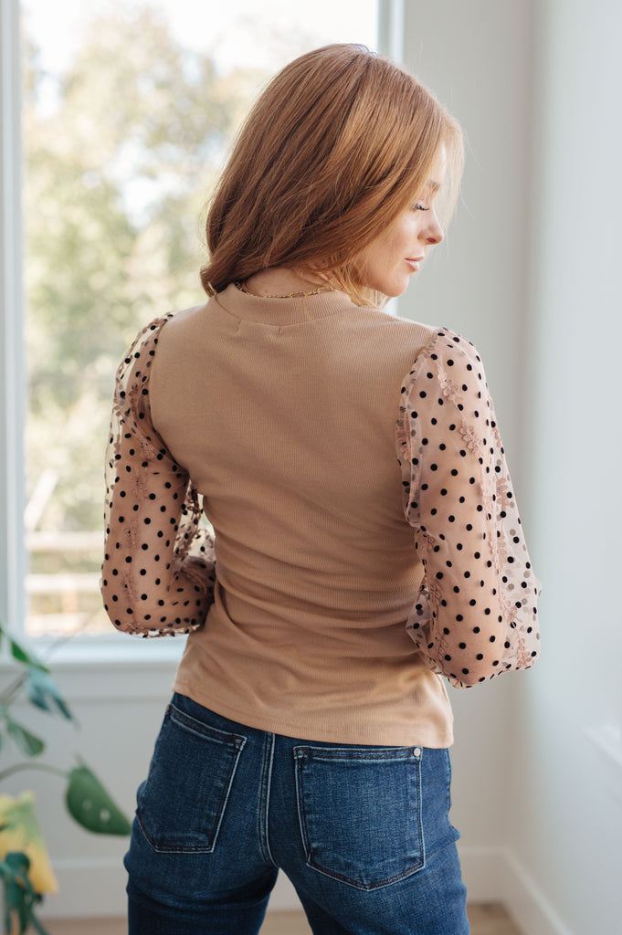 Dots on My Sleeves Blouse-Womens-Villari Chic, women's online fashion boutique in Severna, Maryland