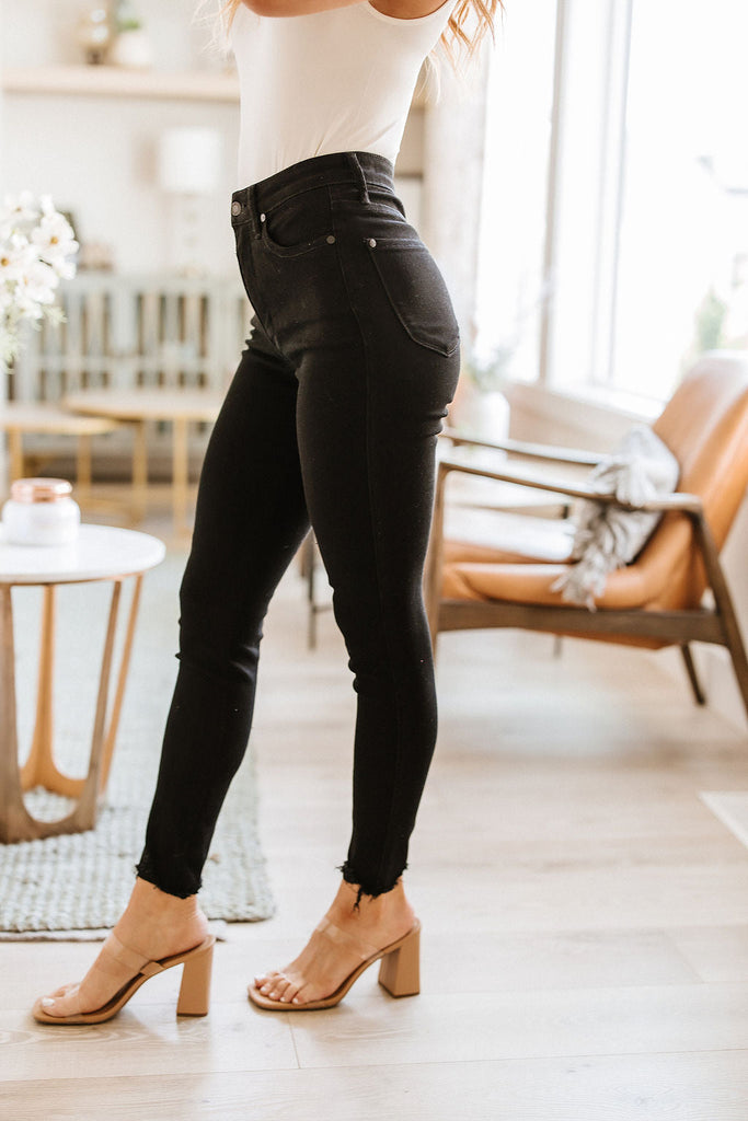 Judy Blue High-Rise Tummy Control Skinny Jeans in Black-Womens-Villari Chic, women's online fashion boutique in Severna, Maryland