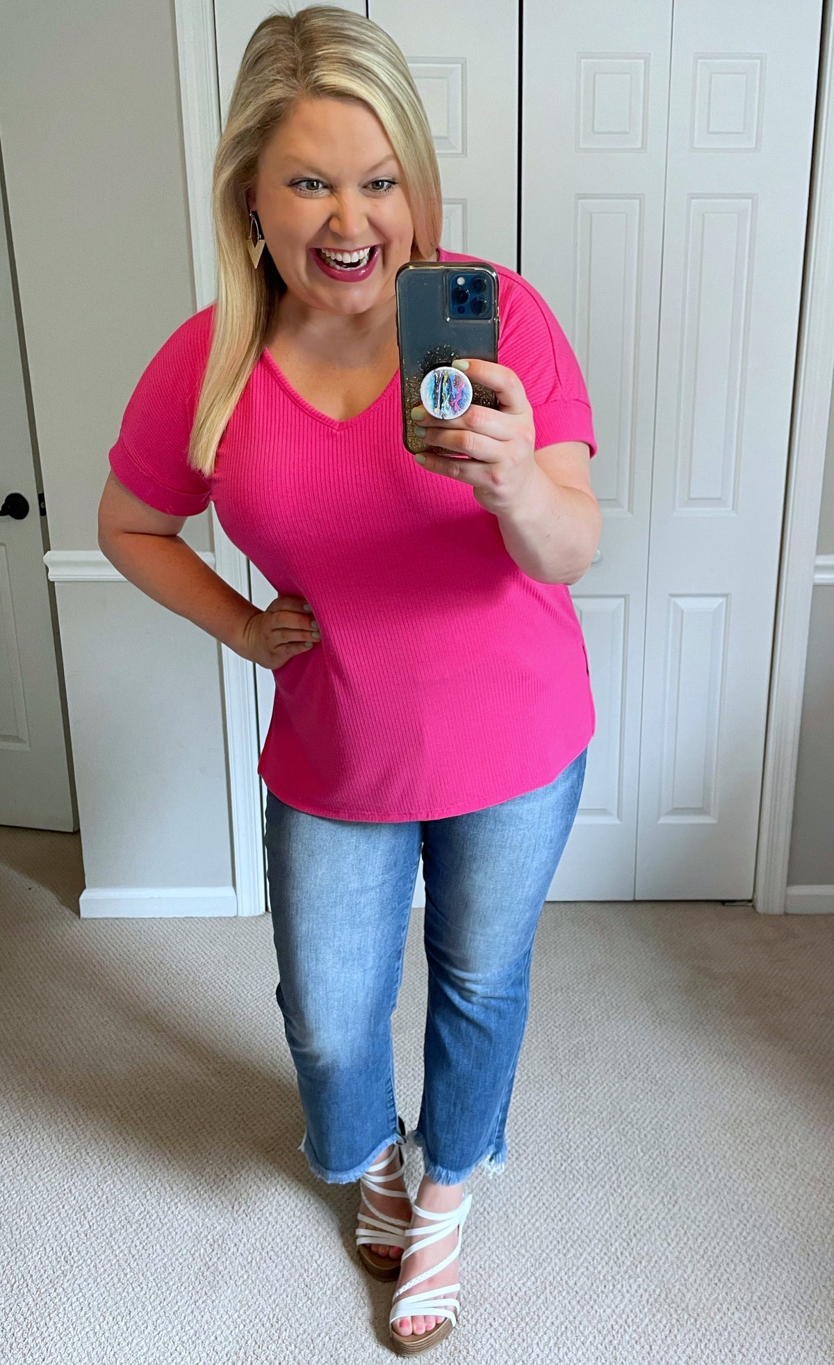 Essential Ribbed Tee in Hot Pink-Villari Chic, women's online fashion boutique in Severna, Maryland