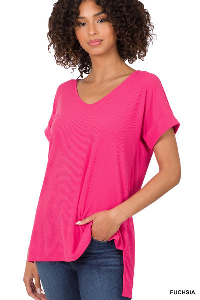 Essential Ribbed Tee in Hot Pink-Villari Chic, women's online fashion boutique in Severna, Maryland