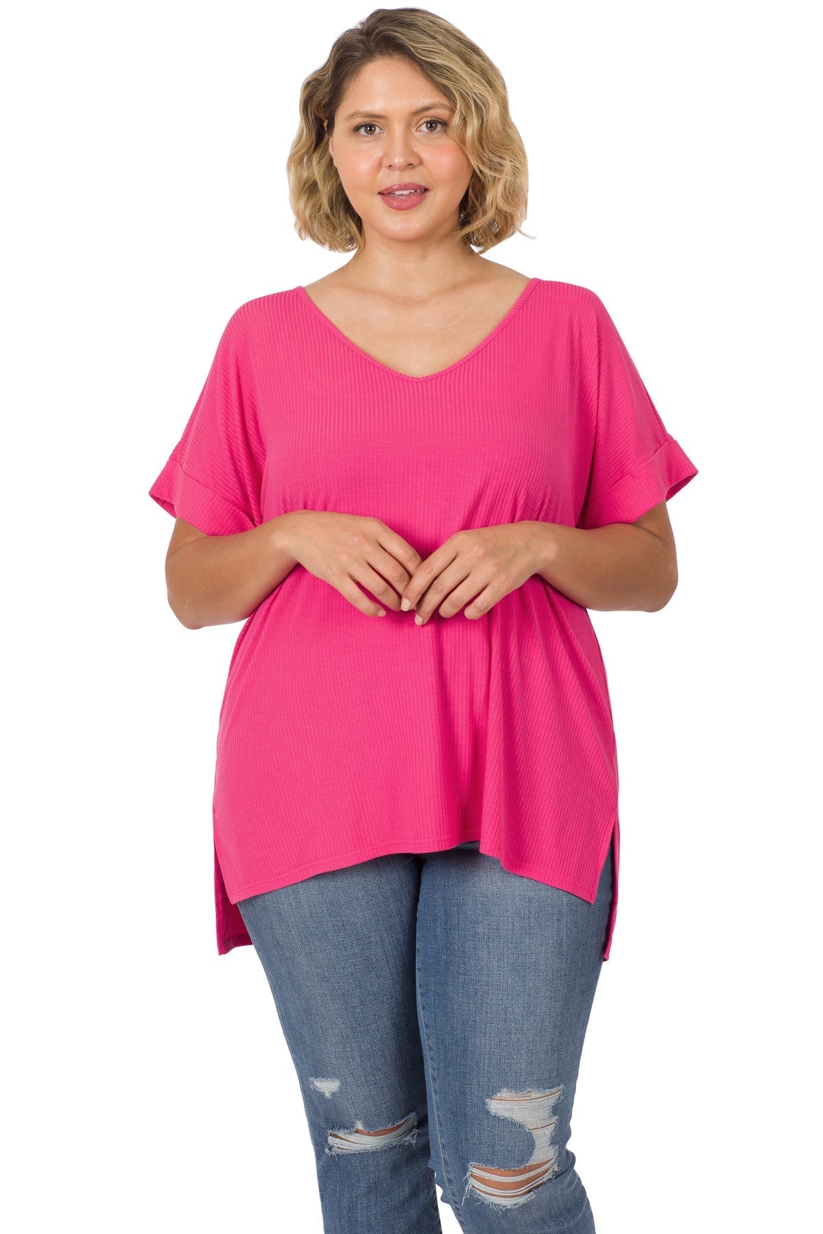 Essential Ribbed Tee in Hot Pink-Villari Chic, women's online fashion boutique in Severna, Maryland