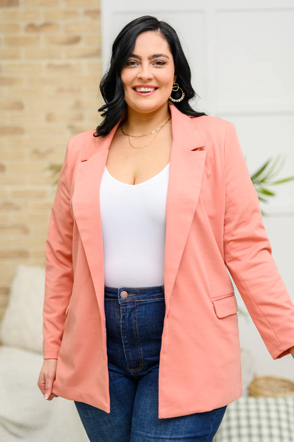 Eugene Blazer in Rosy Coral-Womens-Villari Chic, women's online fashion boutique in Severna, Maryland