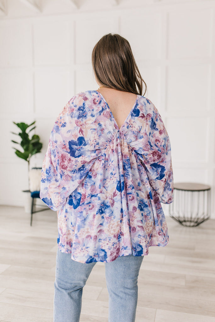 Fabled in Floral Draped Peplum Top-Womens-Villari Chic, women's online fashion boutique in Severna, Maryland