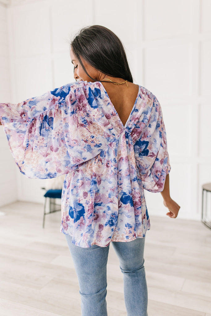 Fabled in Floral Draped Peplum Top-Womens-Villari Chic, women's online fashion boutique in Severna, Maryland