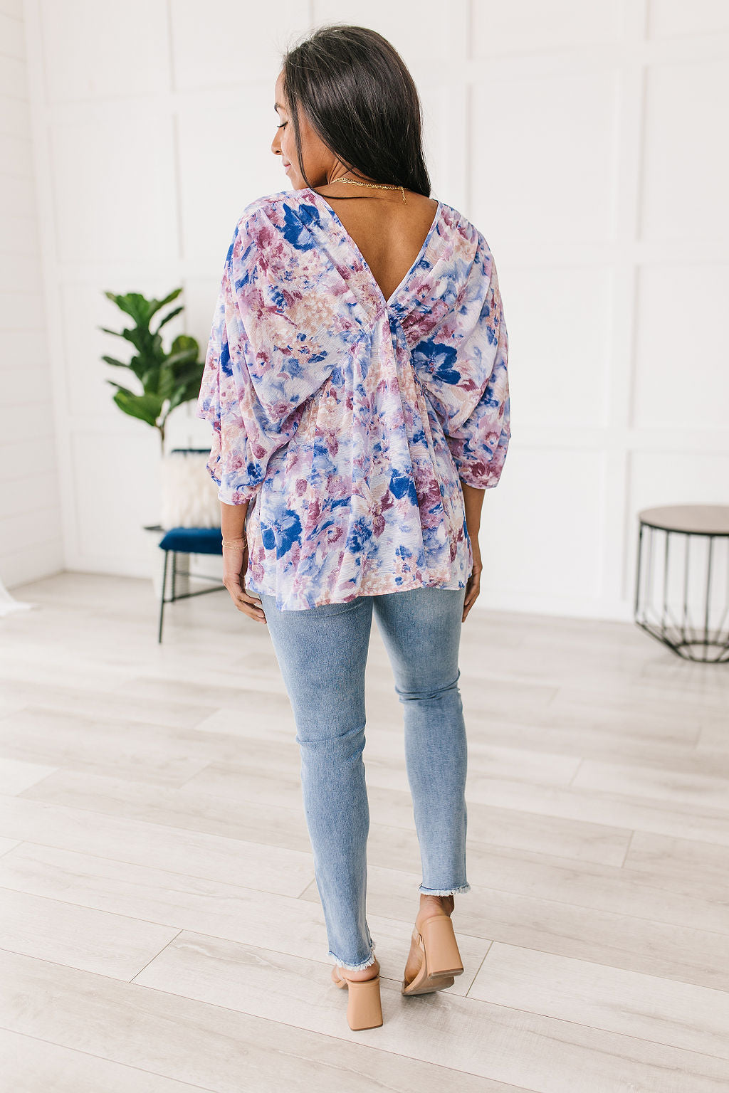 Fabled in Floral Draped Peplum Top-Womens-Villari Chic, women's online fashion boutique in Severna, Maryland