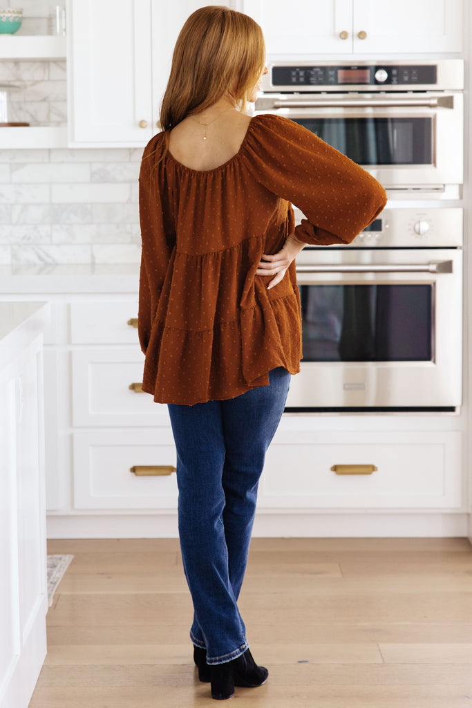 Falling into You Tiered Babydoll Top in Chestnut-Womens-Villari Chic, women's online fashion boutique in Severna, Maryland