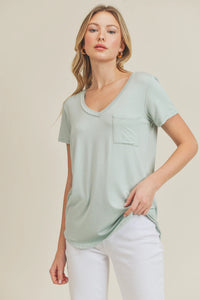 Favorite Basic Pocket Tee in Seafoam-Villari Chic, women's online fashion boutique in Severna, Maryland