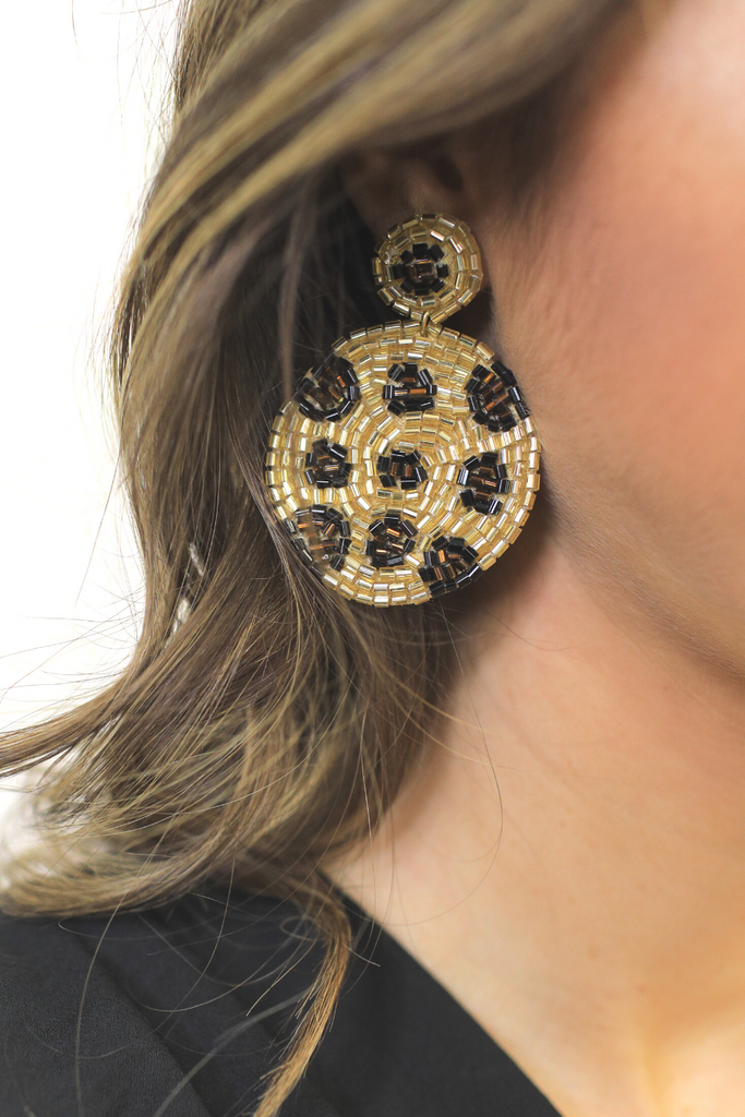 Feeling Fierce Leopard Drop Earrings-Villari Chic, women's online fashion boutique in Severna, Maryland