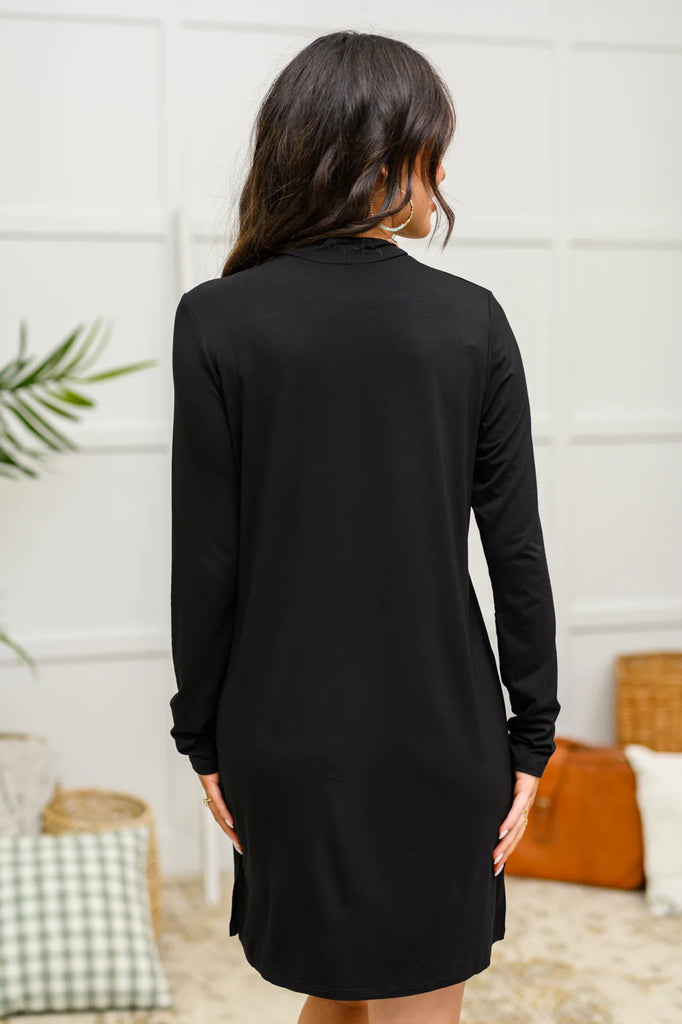 Frankie Mock Neck Dress in Black-Womens-Villari Chic, women's online fashion boutique in Severna, Maryland