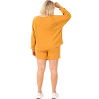 French Terry Sweatshirt & Shorts Lounge Set in Golden Mustard-Villari Chic, women's online fashion boutique in Severna, Maryland