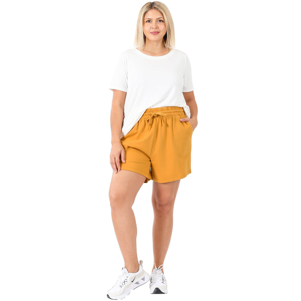 French Terry Sweatshirt & Shorts Lounge Set in Golden Mustard-Villari Chic, women's online fashion boutique in Severna, Maryland