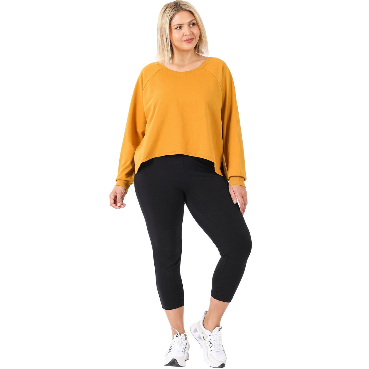 French Terry Sweatshirt & Shorts Lounge Set in Golden Mustard-Villari Chic, women's online fashion boutique in Severna, Maryland