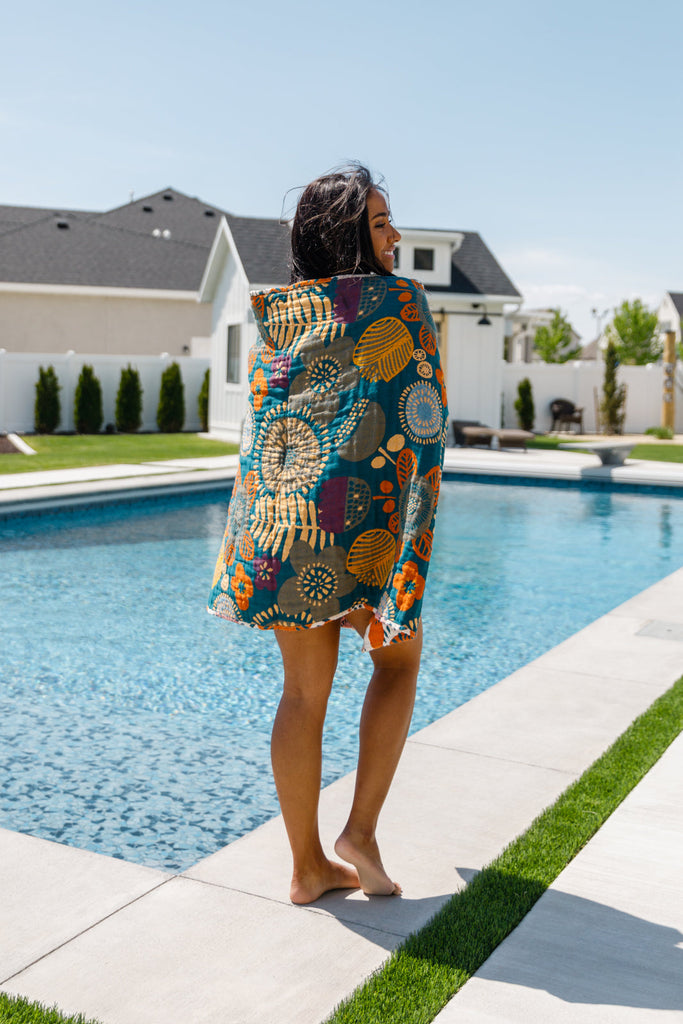 Luxury Beach Towel in Bright Retro Floral-Womens-Villari Chic, women's online fashion boutique in Severna, Maryland