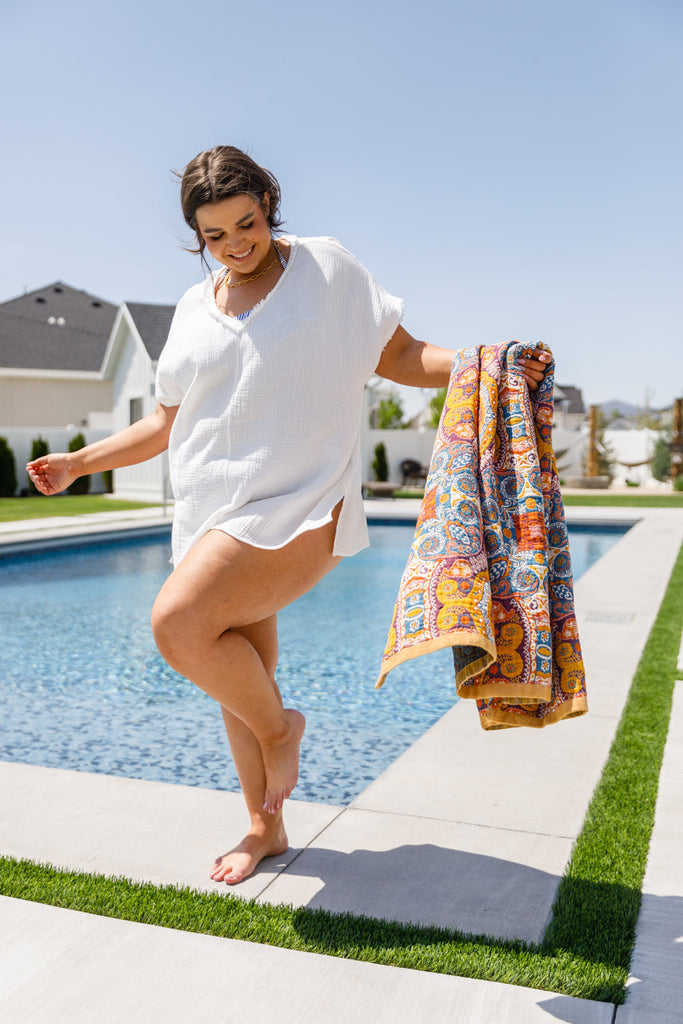 Luxury Beach Towel in Boho Medallions-Womens-Villari Chic, women's online fashion boutique in Severna, Maryland