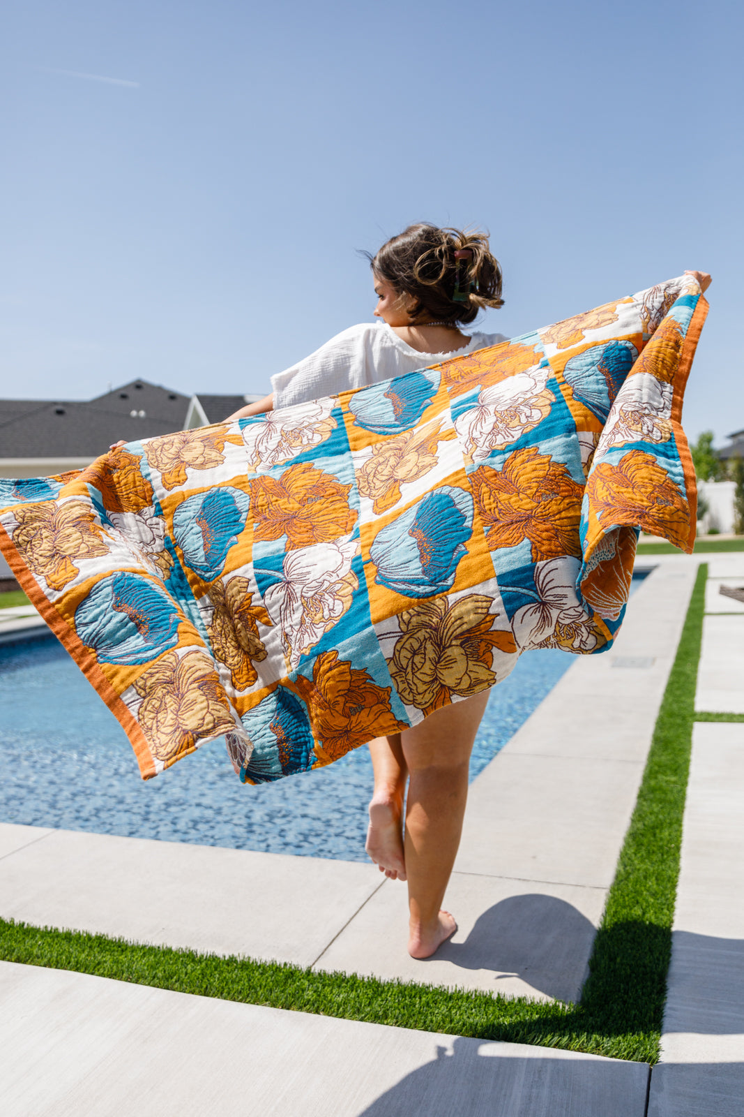 Luxury Beach Towel in Block Floral-Womens-Villari Chic, women's online fashion boutique in Severna, Maryland