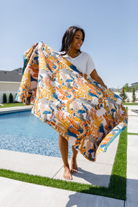 Luxury Beach Towel in Bird Of Paradise-Womens-Villari Chic, women's online fashion boutique in Severna, Maryland