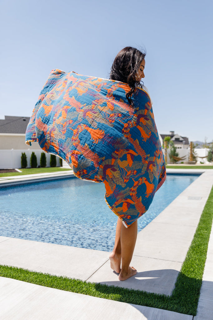 Luxury Beach Towel in Bird of Paradise-Womens-Villari Chic, women's online fashion boutique in Severna, Maryland