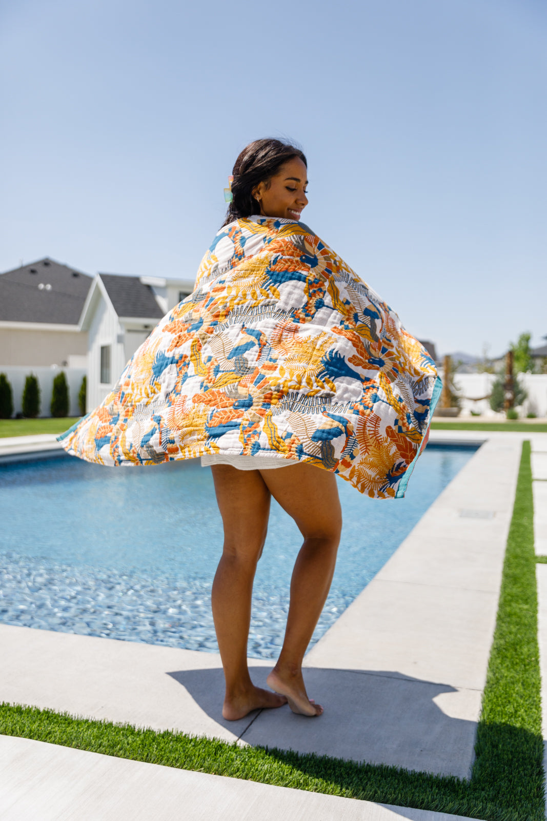 Luxury Beach Towel in Bird Of Paradise-Womens-Villari Chic, women's online fashion boutique in Severna, Maryland