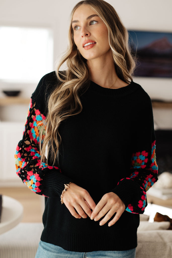 Annabelle Crochet Accent Sweater-Womens-Villari Chic, women's online fashion boutique in Severna, Maryland