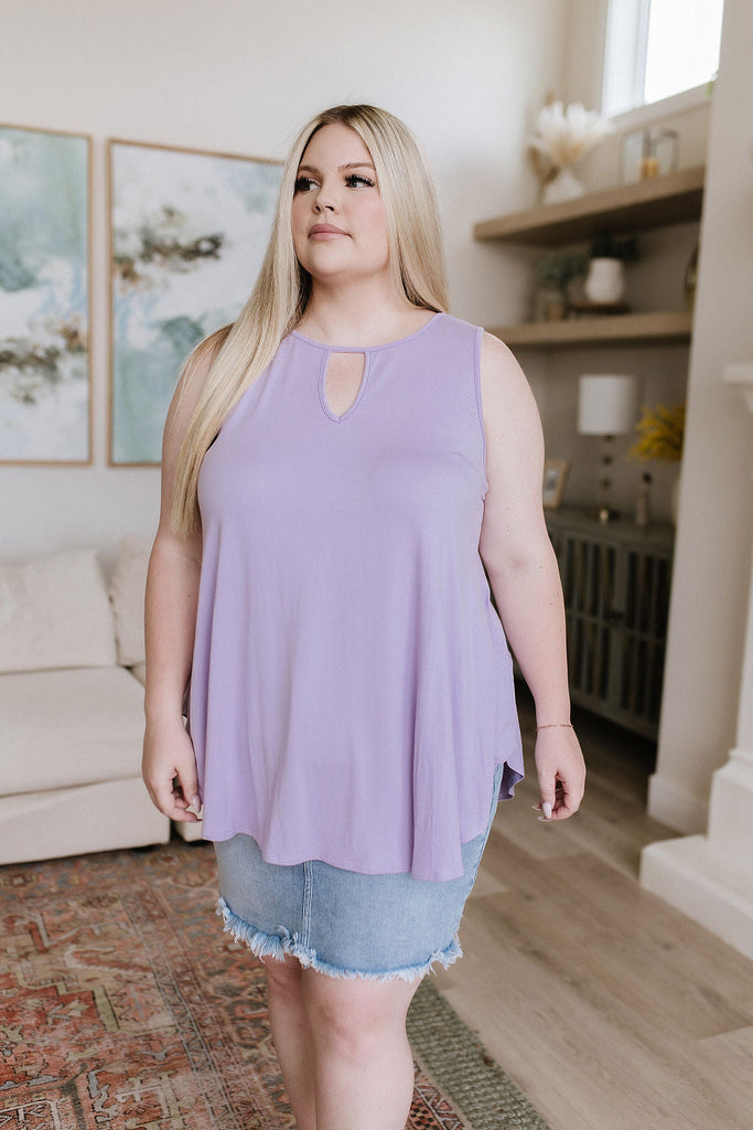 Greater than Great Keyhole Detail Tank in Lavender-Womens-Villari Chic, women's online fashion boutique in Severna, Maryland