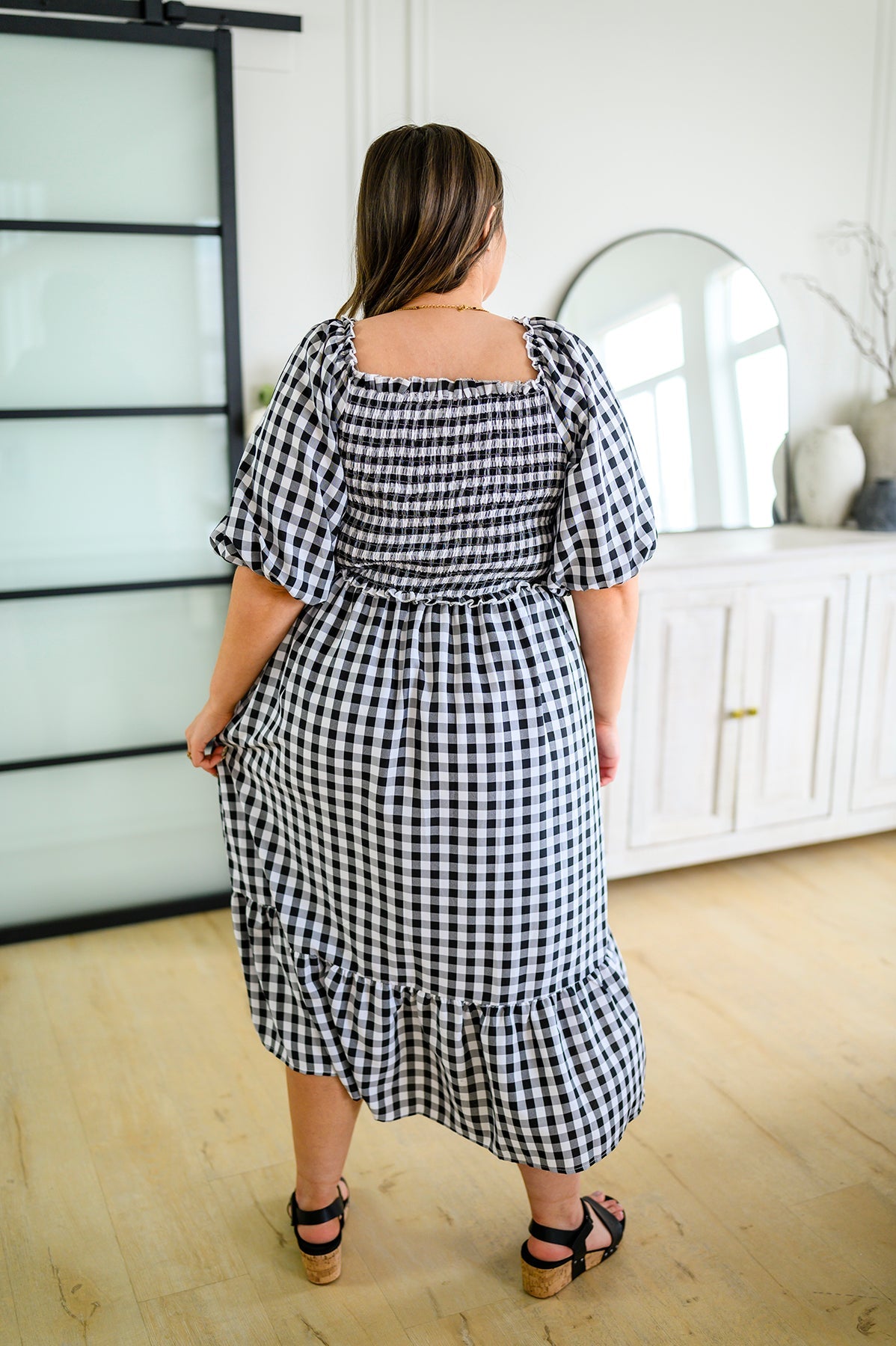 Greenville Gingham Midi Dress-Womens-Villari Chic, women's online fashion boutique in Severna, Maryland