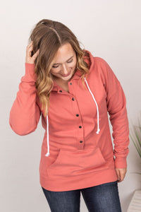 Hailey Snap Hoodie in Dark Pink-Villari Chic, women's online fashion boutique in Severna, Maryland