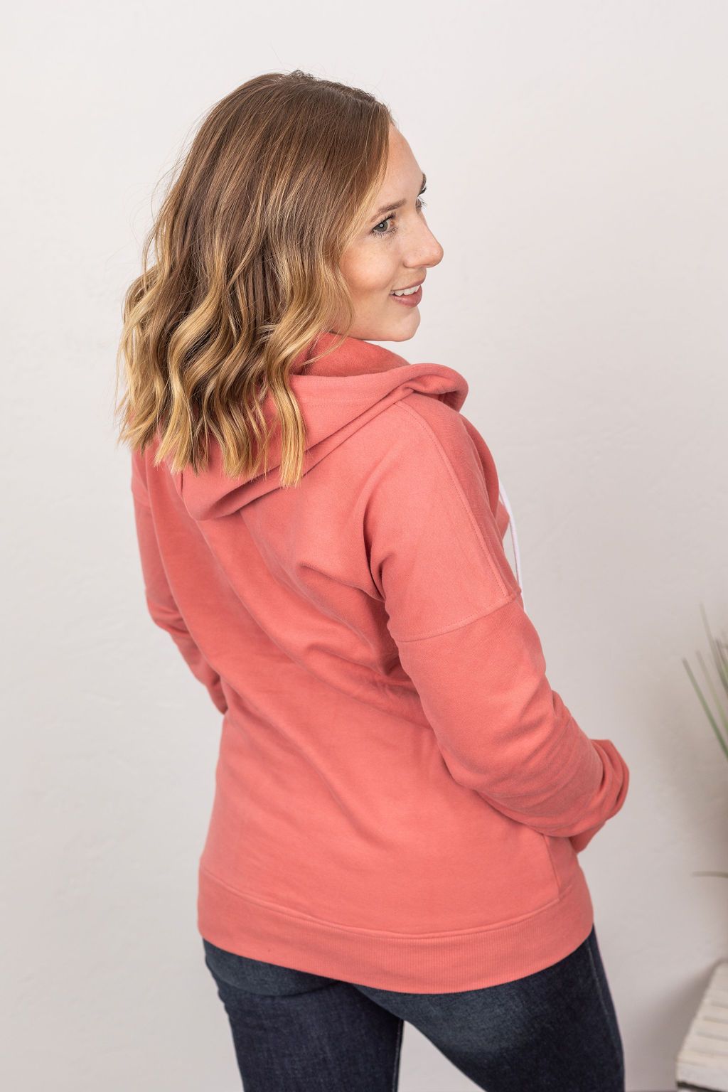 Hailey Snap Hoodie in Dark Pink-Villari Chic, women's online fashion boutique in Severna, Maryland