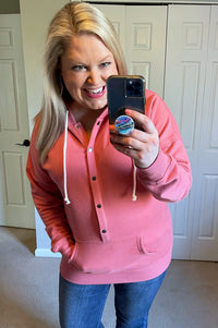 Hailey Snap Hoodie in Dark Pink-Villari Chic, women's online fashion boutique in Severna, Maryland