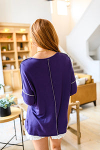 Happiest in Spring Long-Sleeved Henley Top in Royal Purple-Womens-Villari Chic, women's online fashion boutique in Severna, Maryland