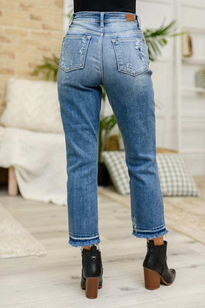 Judy Blue Harley Distressed Ankle Hem Jeans-Womens-Villari Chic, women's online fashion boutique in Severna, Maryland