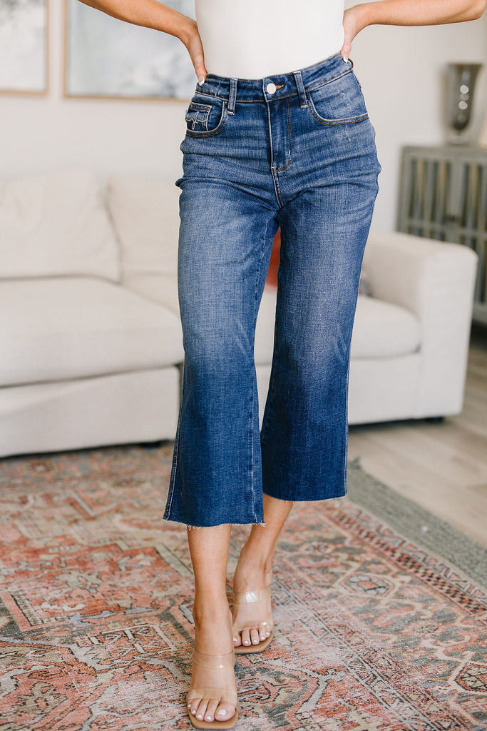 Judy Blue High-Rise Wide Leg Crop Jeans-Womens-Villari Chic, women's online fashion boutique in Severna, Maryland