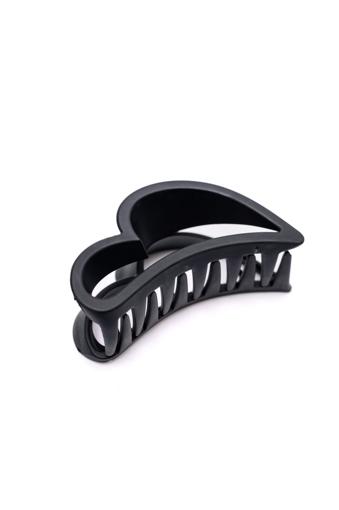 Heart Claw Clip Set in Black & Cream-Womens-Villari Chic, women's online fashion boutique in Severna, Maryland