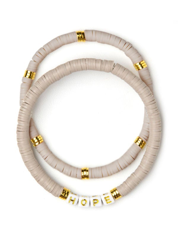 Hope Stacked Disc Bracelet Set in Grey-Villari Chic, women's online fashion boutique in Severna, Maryland