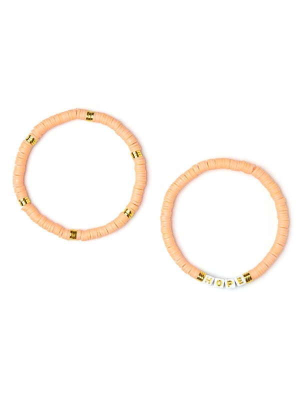 Hope Stacked Disc Bracelet Set in Peach-Villari Chic, women's online fashion boutique in Severna, Maryland