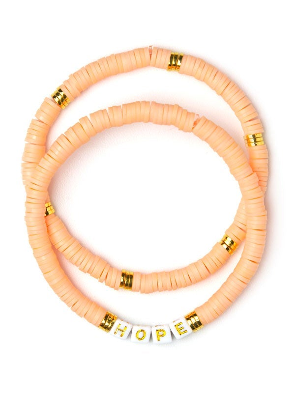 Hope Stacked Disc Bracelet Set in Peach-Villari Chic, women's online fashion boutique in Severna, Maryland