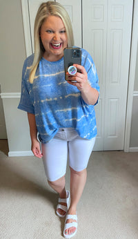 Slouchy Striped Tie-Dye Tee in Sky Blue-Villari Chic, women's online fashion boutique in Severna, Maryland