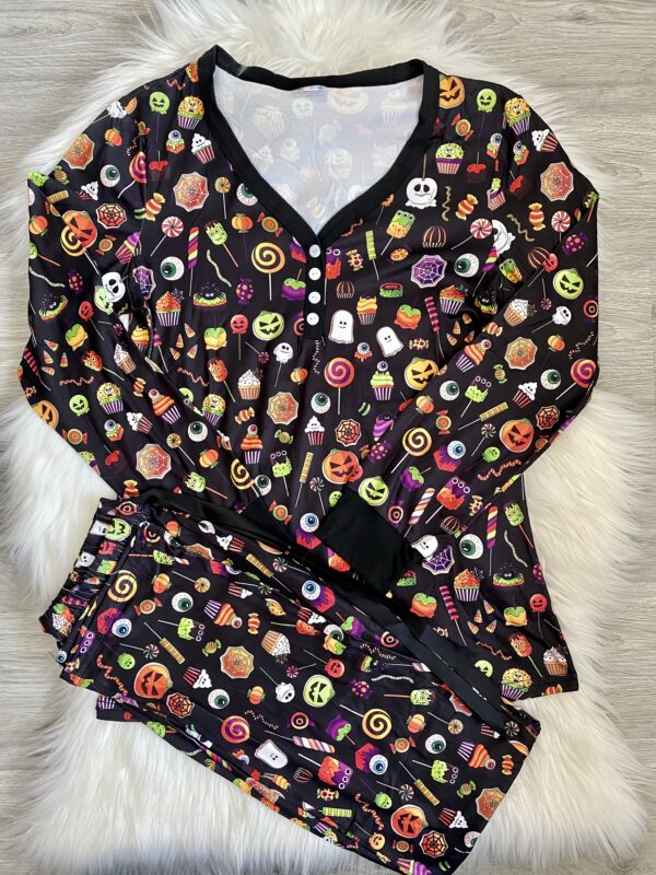 Halloween Candy Pajama Set - Child 10/12, Adult L & Adult 3X Available-Villari Chic, women's online fashion boutique in Severna, Maryland