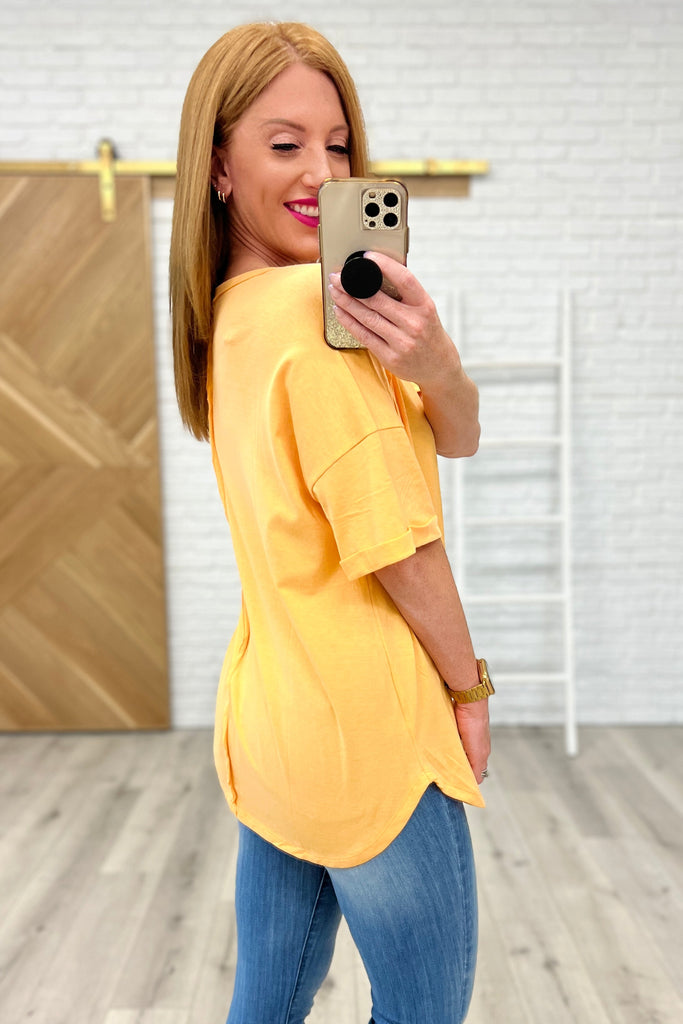 Notched Neck Drop Sleeve Top in Orange-Womens-Villari Chic, women's online fashion boutique in Severna, Maryland