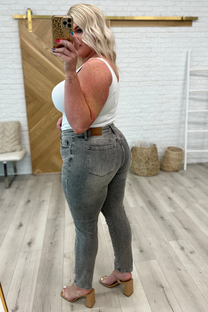 Judy Blue High-Rise Stone Wash Slim Cut Jeans in Grey-Womens-Villari Chic, women's online fashion boutique in Severna, Maryland