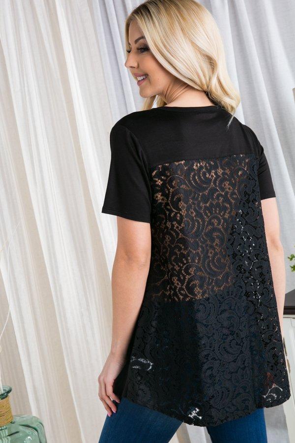 Lace-Back Babydoll Top in Black-Villari Chic, women's online fashion boutique in Severna, Maryland