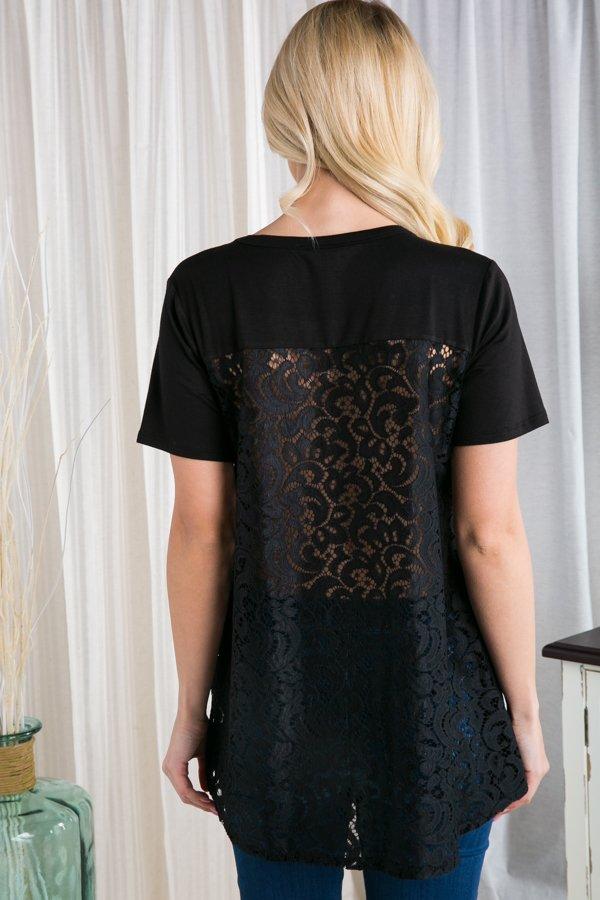 Lace-Back Babydoll Top in Black-Villari Chic, women's online fashion boutique in Severna, Maryland