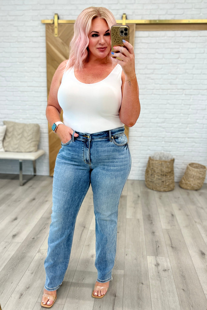 Judy Blue Mid-Rise Cell Phone Pocket Dad Jeans-Womens-Villari Chic, women's online fashion boutique in Severna, Maryland