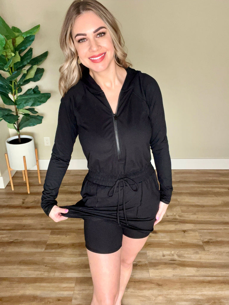 Ultra Soft Active Dress with Built-In Shorts in Energetic Black-Villari Chic, women's online fashion boutique in Severna, Maryland