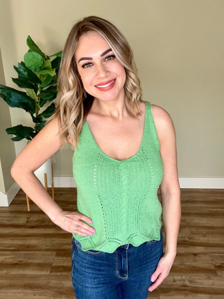 Knit Sleeveless Top in Spring Green-Villari Chic, women's online fashion boutique in Severna, Maryland