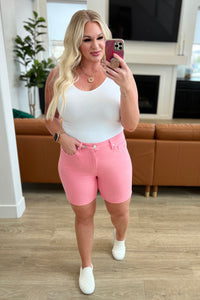 Judy Blue Tummy Control Shorts in Pink-Womens-Villari Chic, women's online fashion boutique in Severna, Maryland