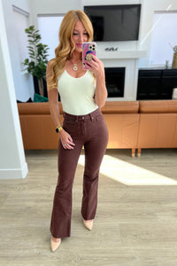 Judy Blue High-Rise Tummy Control Flares in Espresso-Womens-Villari Chic, women's online fashion boutique in Severna, Maryland